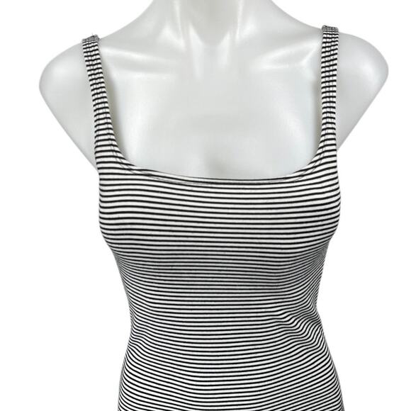 Zara Black White Striped Sleeveless Cami Camisole Midi Bodycon Tank Dress Size S - Picture 5 of 7